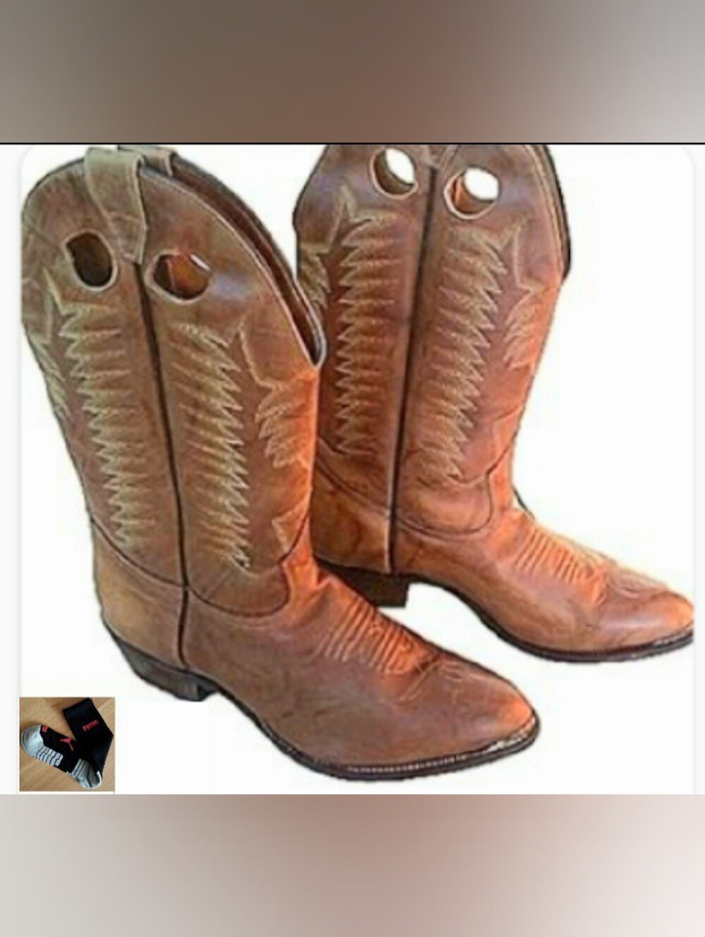 BOULET🫎Vintage Men's Genuine Tan Leather Cowboy Boots withToe Rand Sz:10